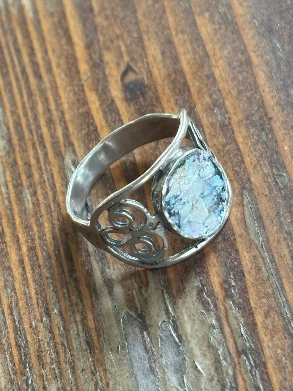 Sterling Silver Roman Glass Ring